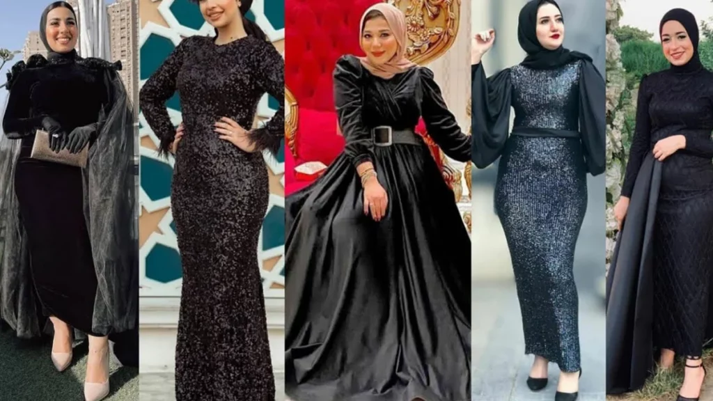 فستان سواريه أسود للمحجبات 